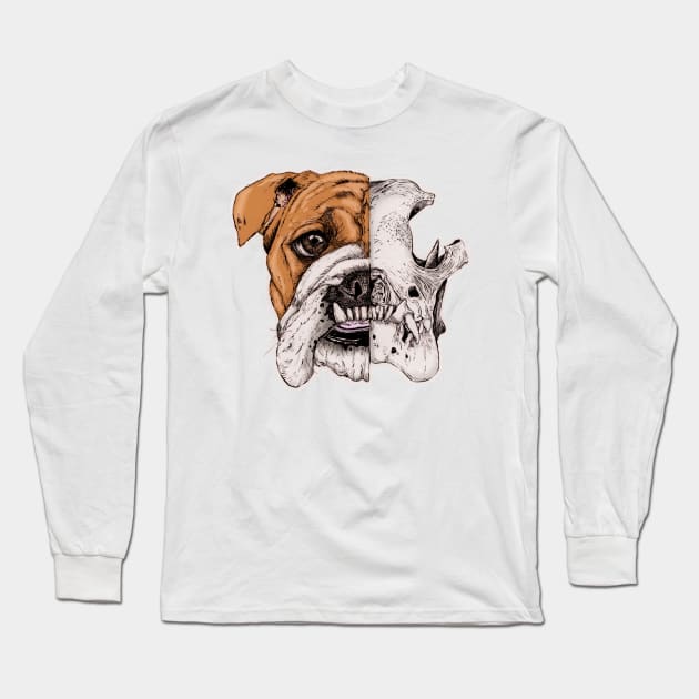 English bulldog skull Long Sleeve T-Shirt by romulofq